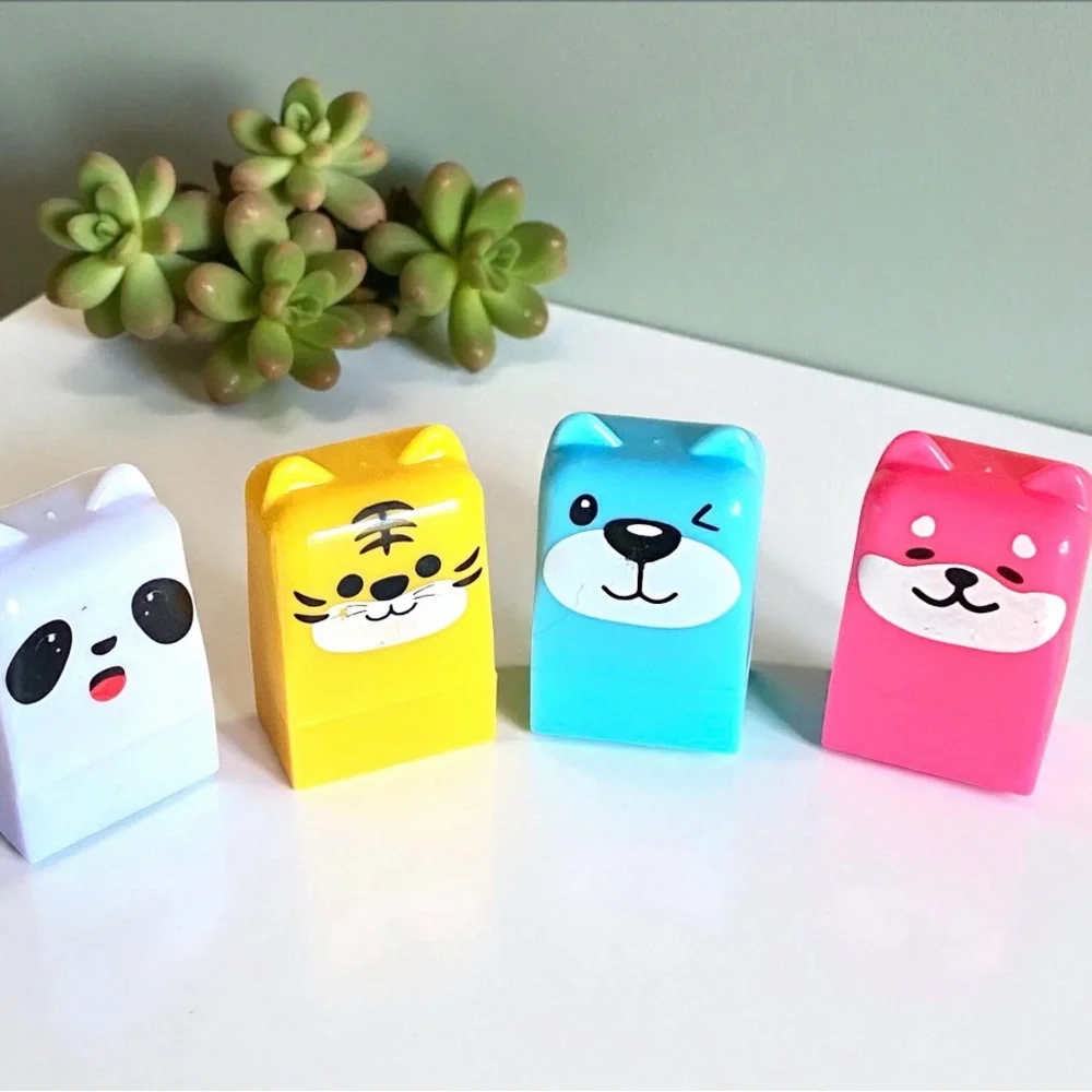 5/$25 Lip Balm 4pc animal set pink white blue and yellow scented fruits brand